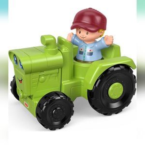 🎉 BILLY RAY FISHER PRICE LITTLE PEOPLE Green Wobbly Tractor w Boy Farmer